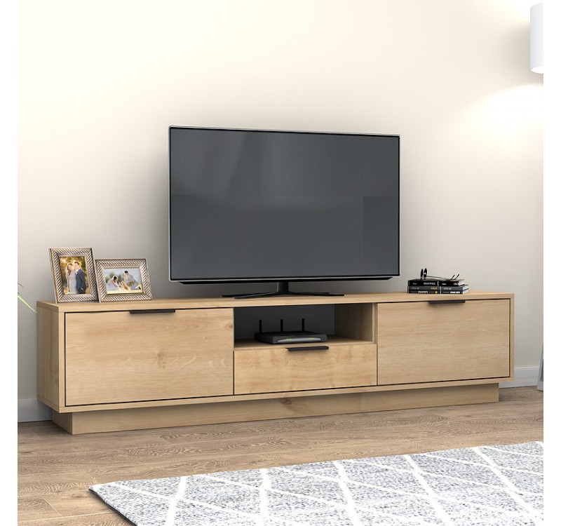 Έπιπλο τηλεόρασης Mensa Megapap χρώμα φυσικό οξιάς 180x35x43cm.