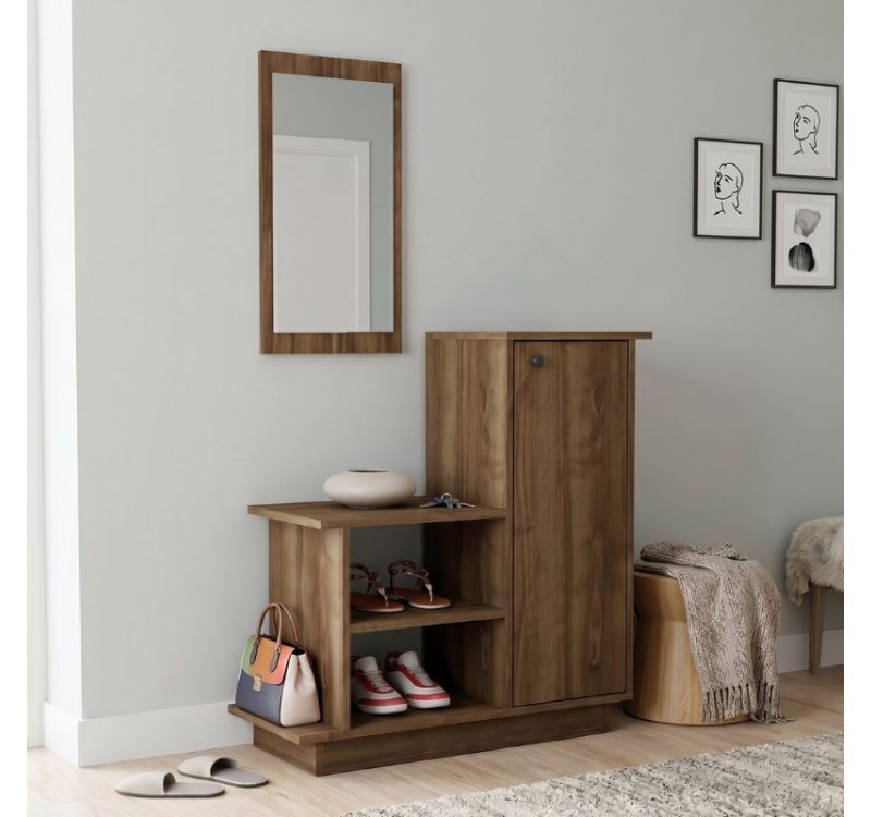 Έπιπλο εισόδου Cute Megapap χρώμα καρυδί 90x35x95εκ.