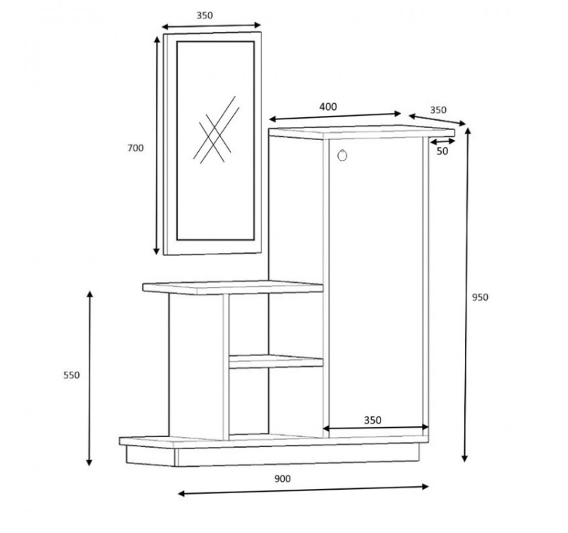 Έπιπλο εισόδου Cute Megapap χρώμα καρυδί 90x35x95εκ.