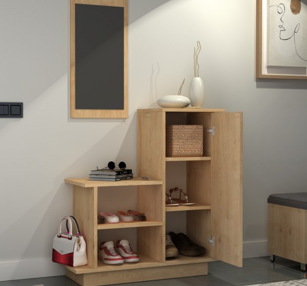 Έπιπλο εισόδου Cute Megapap χρώμα φυσικό οξιάς 90x35x95εκ.
