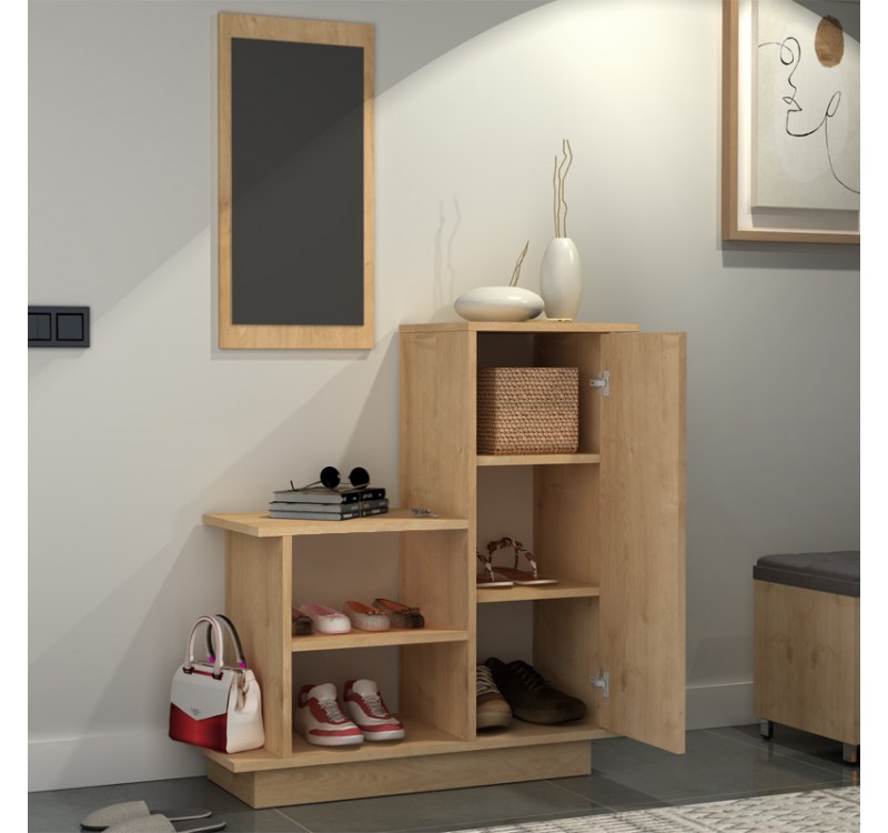 Έπιπλο εισόδου Cute Megapap χρώμα φυσικό οξιάς 90x35x95εκ.