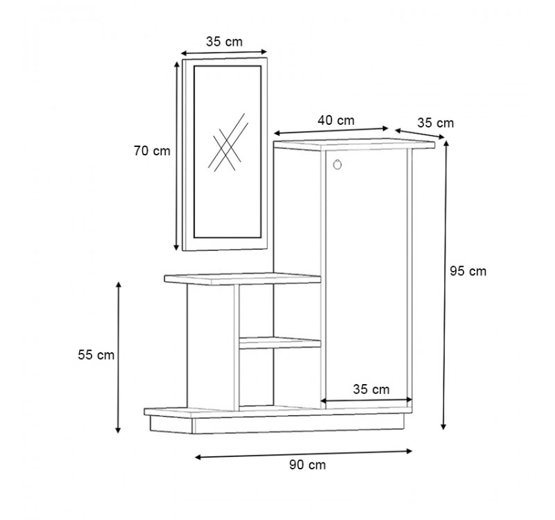 Έπιπλο εισόδου Cute Megapap χρώμα φυσικό οξιάς 90x35x95εκ.