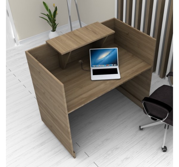 Γραφείο υποδοχής - reception Lemmon Megapap χρώμα καρυδί 120x70x110εκ.