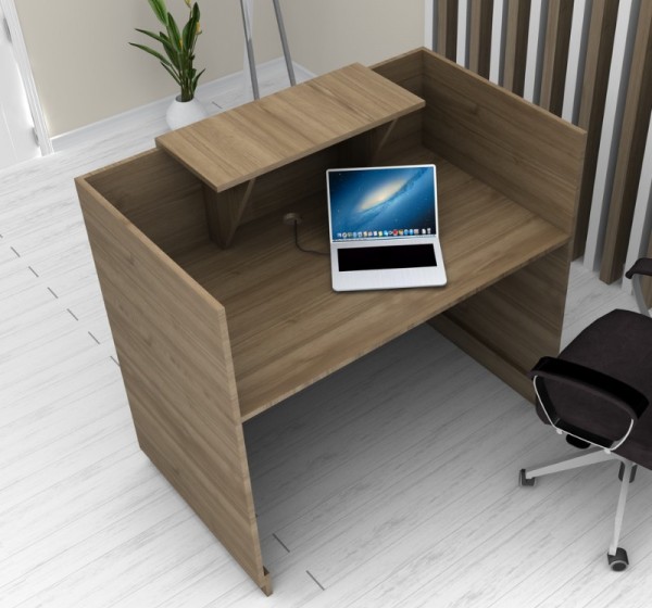 Γραφείο υποδοχής - reception Lemmon Megapap χρώμα καρυδί 120x70x110εκ.