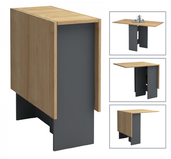 Τραπέζι Pepe Megapap επεκτεινόμενο χρώμα ανθρακί - φυσικό οξιάς 28(56+56)x77x75εκ.