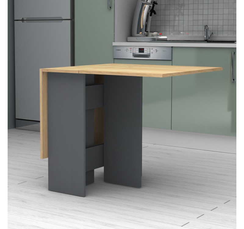 Τραπέζι Pepe Megapap επεκτεινόμενο χρώμα ανθρακί - φυσικό οξιάς 28(56+56)x77x75εκ.