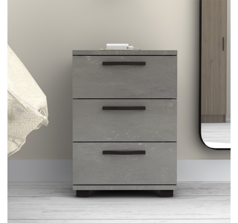 Κομοδίνο - Συρταριέρα γραφείου Roco Megapap χρώμα γκρι σκυροδέματος 40x39x57εκ.