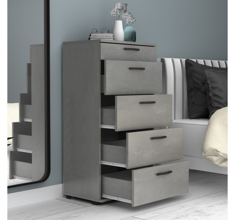 Συρταριέρα Helia Megapap χρώμα γκρι σκυροδέματος 60x44x108εκ.