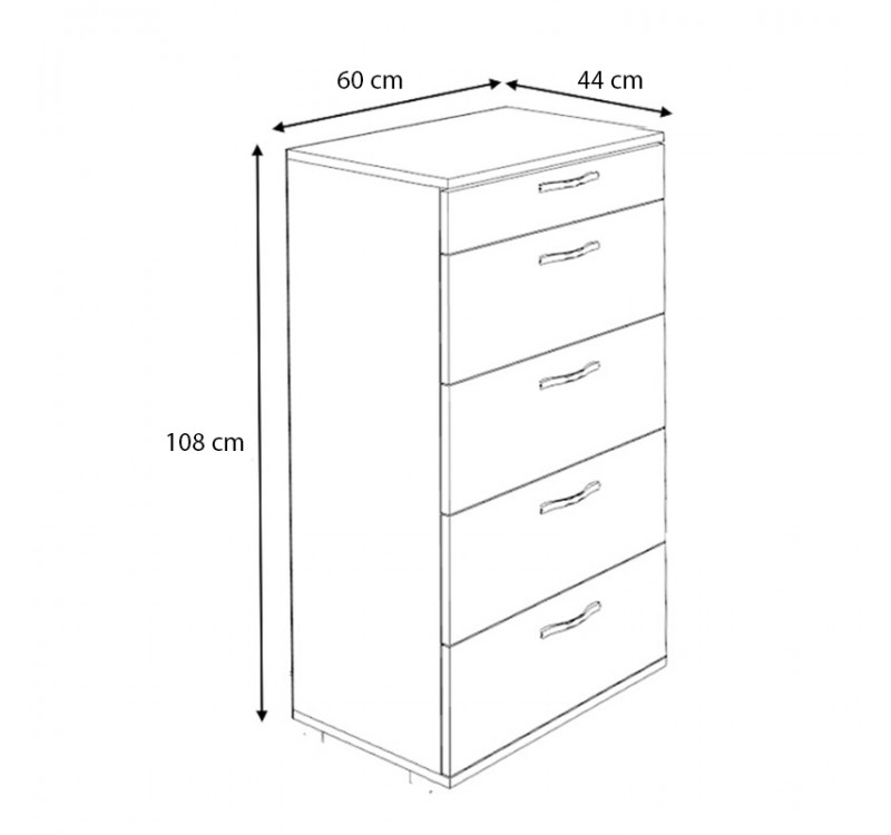 Συρταριέρα Helia Megapap χρώμα γκρι σκυροδέματος 60x44x108εκ.