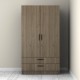 Ντουλάπα ρούχων Victoria Megapap δίφυλλη με συρτάρια χρώμα καρυδί 100x60x181εκ.