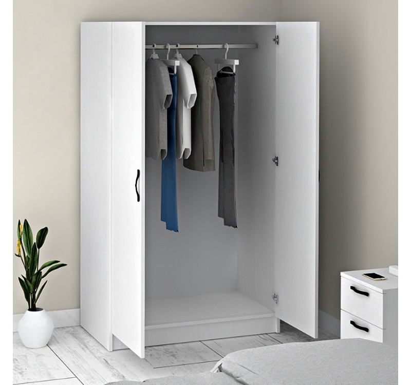 Ντουλάπα ρούχων Victoria Megapap δίφυλλη χρώμα λευκό 100x60x181εκ.