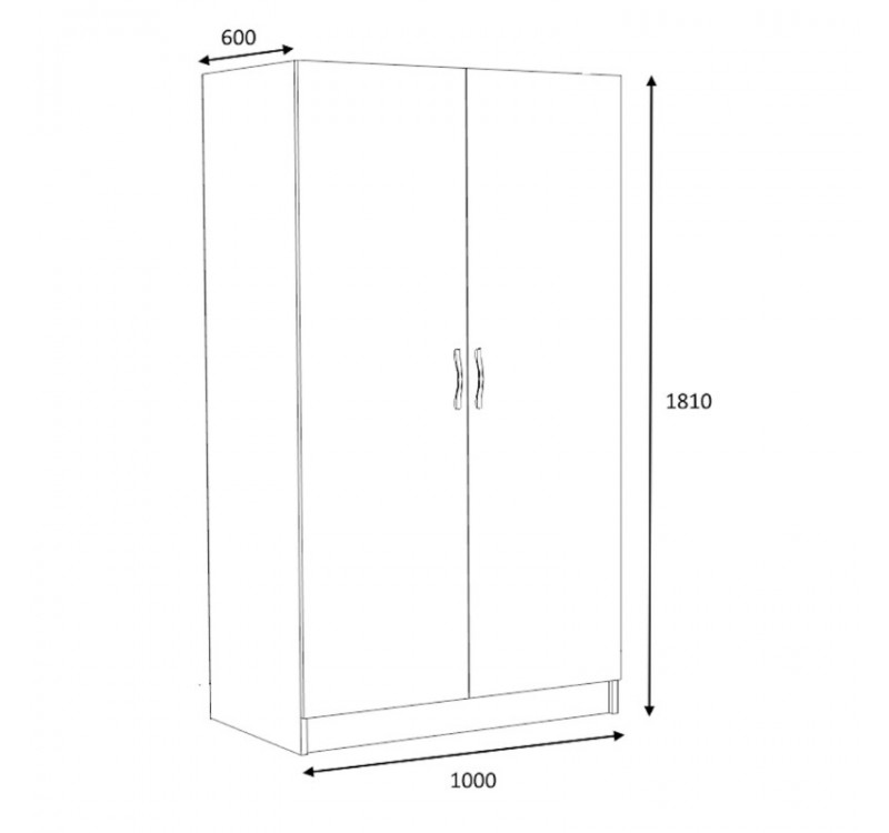 Ντουλάπα ρούχων Victoria Megapap δίφυλλη χρώμα λευκό 100x60x181εκ.