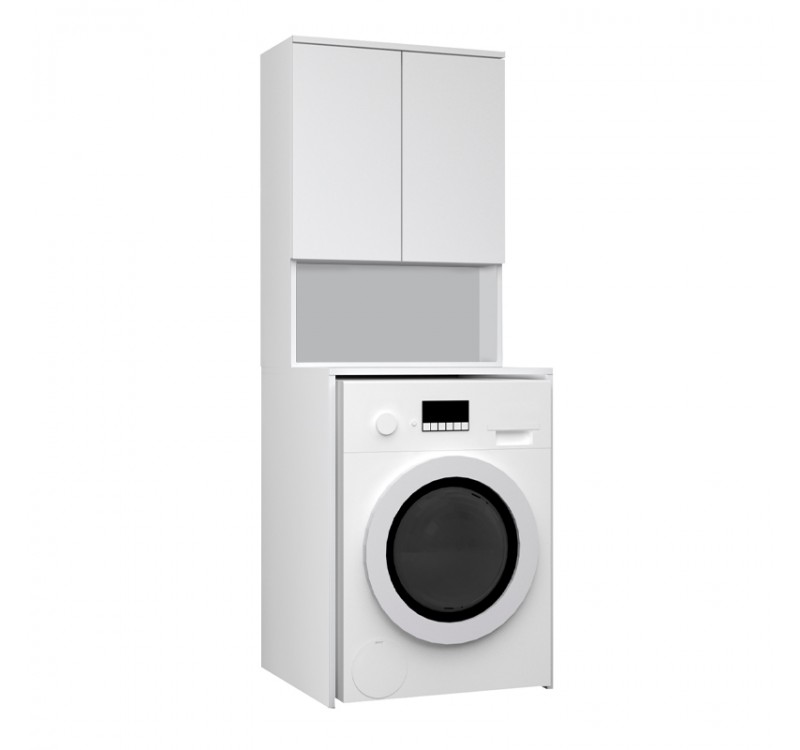 Έπιπλο πλυντηρίου Cozen Megapap χρώμα λευκό 65x60x178εκ.