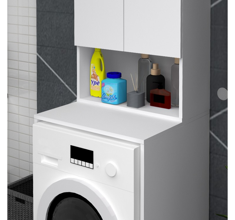 Έπιπλο πλυντηρίου Cozen Megapap χρώμα λευκό 65x60x178εκ.