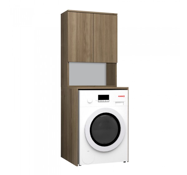 Έπιπλο πλυντηρίου Cozen Megapap χρώμα καρυδί 65x60x178εκ.