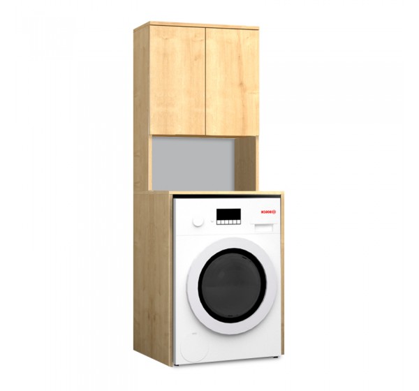 Έπιπλο πλυντηρίου Cozen Megapap χρώμα φυσικό οξιάς 65x60x178εκ.