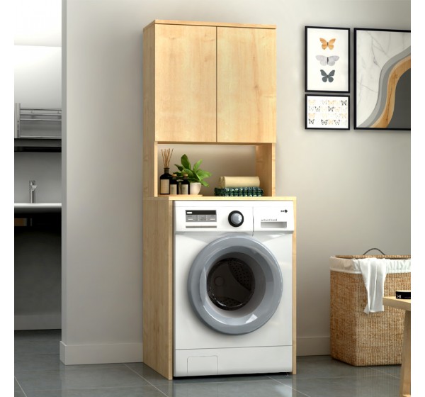 Έπιπλο πλυντηρίου Cozen Megapap χρώμα φυσικό οξιάς 65x60x178εκ.