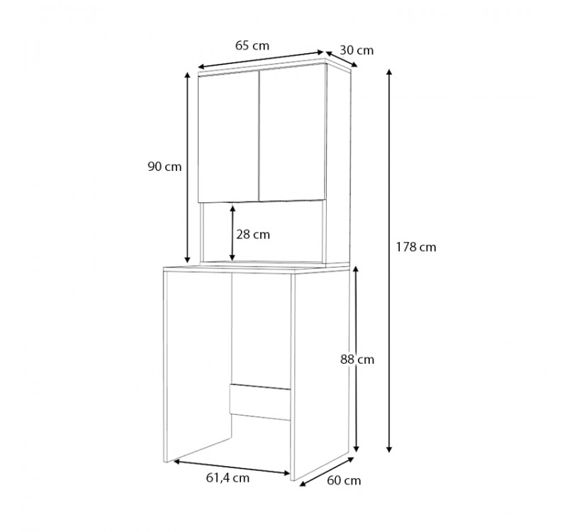 Έπιπλο πλυντηρίου Cozen Megapap χρώμα φυσικό οξιάς 65x60x178εκ.