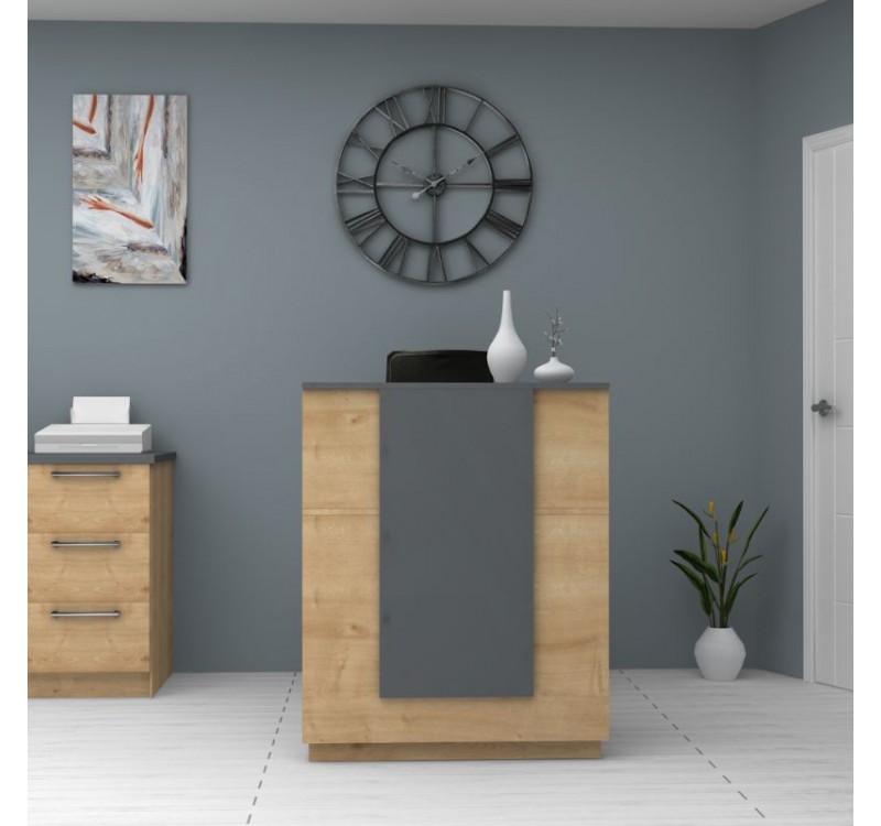 Γραφείο υποδοχής - reception Gemini Megapap χρώμα φυσικό οξιάς - ανθρακί 90x50x110εκ.