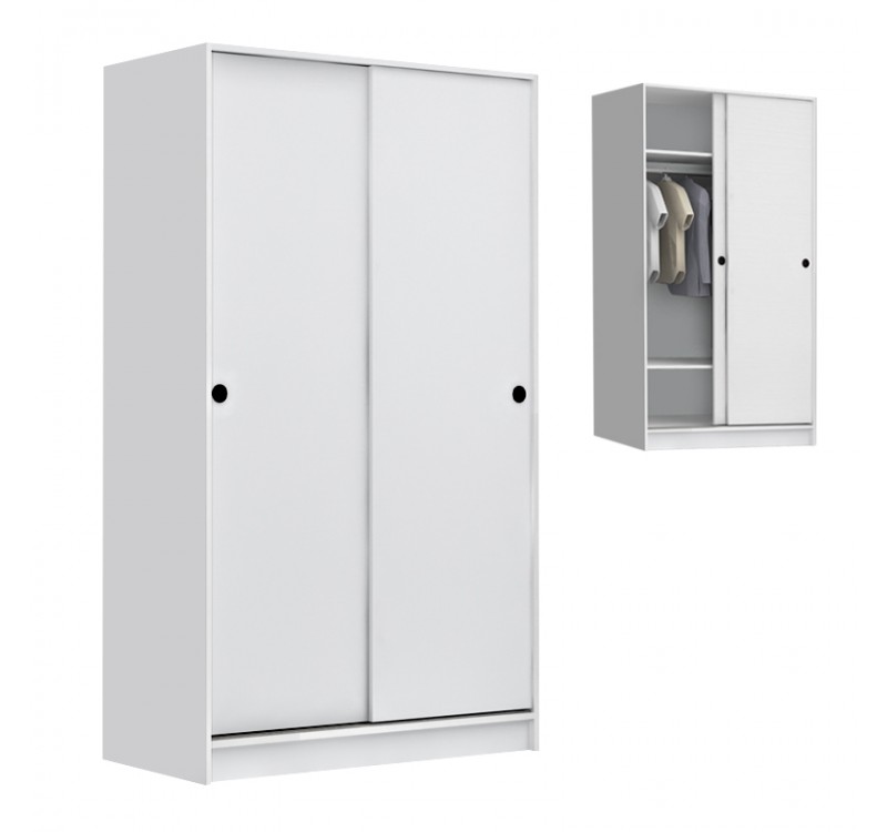 Ντουλάπα ρούχων Regio Megapap δίφυλλη συρόμενη χρώμα λευκό 100x60x181εκ.