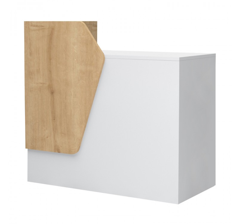 Γραφείο υποδοχής - reception Merlin Megapap χρώμα λευκό - φυσικό οξιάς 110x50x101,8εκ.