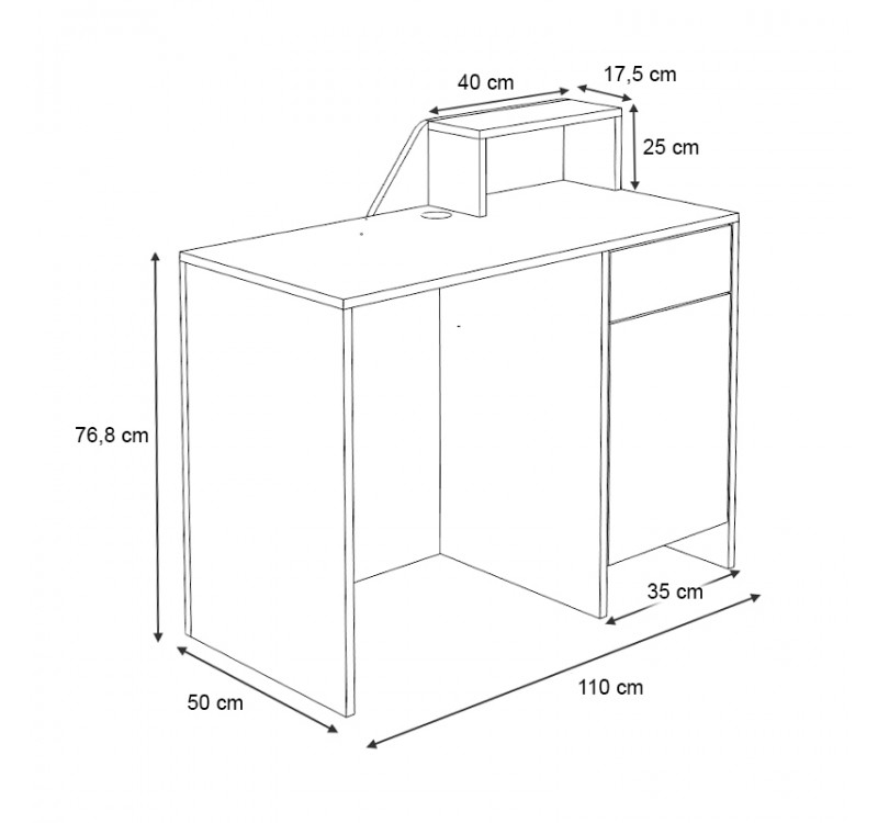 Γραφείο υποδοχής - reception Merlin Megapap χρώμα λευκό - φυσικό οξιάς 110x50x101,8εκ.
