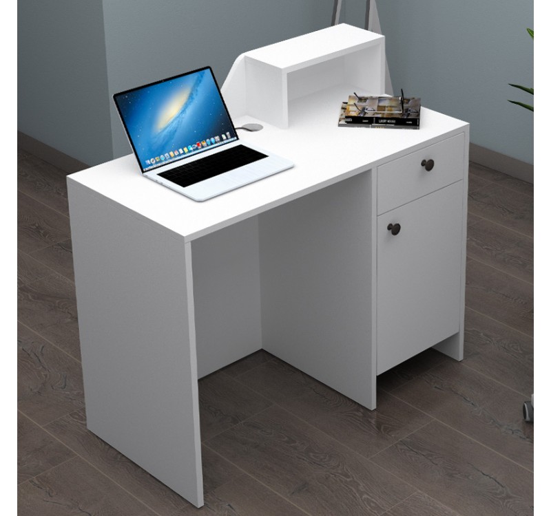 Γραφείο υποδοχής - reception Merlin Megapap χρώμα λευκό 110x50x101,8εκ.