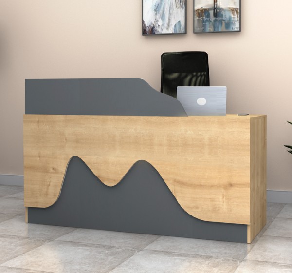 Γραφείο υποδοχής - reception Lione Megapap χρώμα φυσικό οξιάς - ανθρακί 160x60x100εκ.