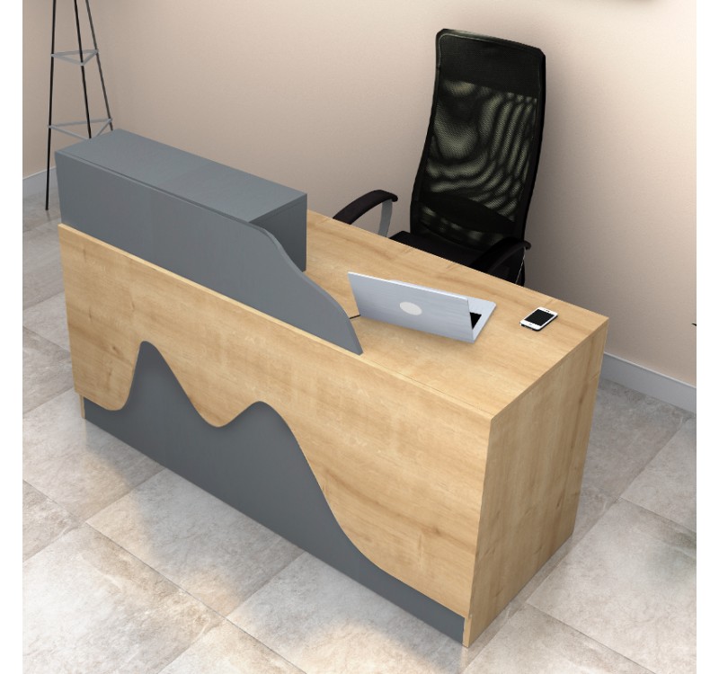 Γραφείο υποδοχής - reception Lione Megapap χρώμα φυσικό οξιάς - ανθρακί 160x60x100εκ.