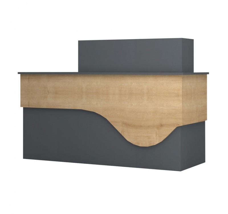 Γραφείο υποδοχής - reception Dustin Megapap χρώμα ανθρακί - φυσικό οξιάς 160x60x101,8εκ.