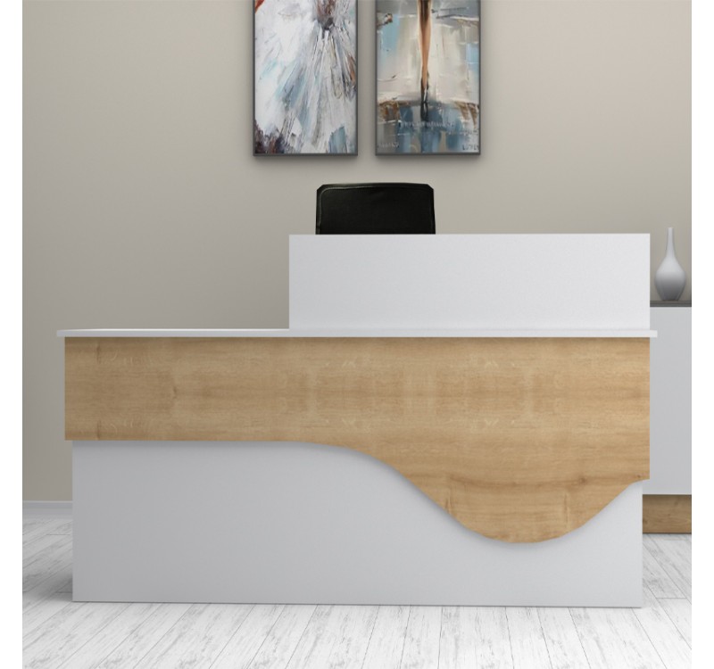 Γραφείο υποδοχής - reception Dustin Megapap χρώμα λευκό - φυσικό οξιάς 160x60x101,8εκ.