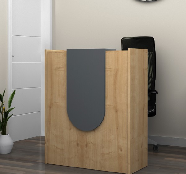 Γραφείο υποδοχής - reception Mezzo Megapap χρώμα φυσικό οξιάς - ανθρακί 90x40x110εκ.