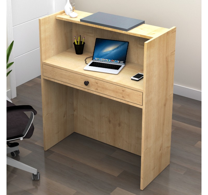 Γραφείο υποδοχής - reception Mezzo Megapap χρώμα φυσικό οξιάς - ανθρακί 90x40x110εκ.