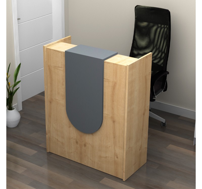 Γραφείο υποδοχής - reception Mezzo Megapap χρώμα φυσικό οξιάς - ανθρακί 90x40x110εκ.