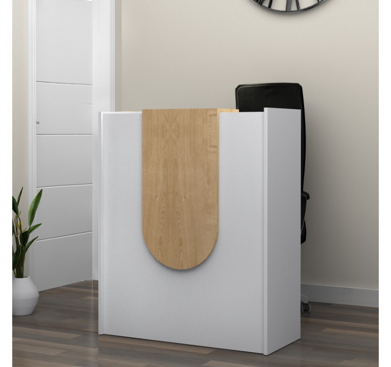 Γραφείο υποδοχής - reception Mezzo Megapap χρώμα λευκό - φυσικό οξιάς 90x40x110εκ.