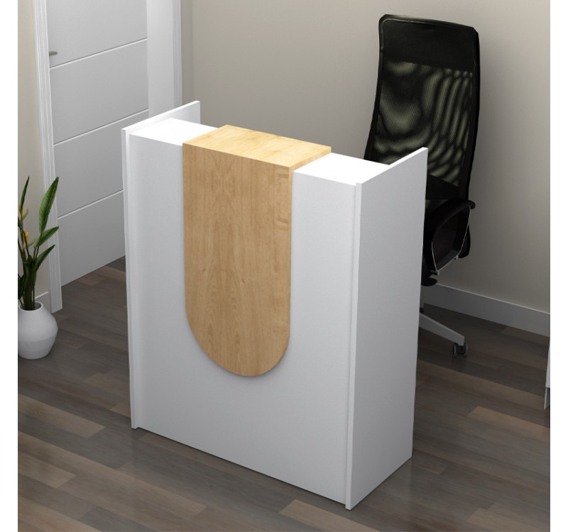 Γραφείο υποδοχής - reception Mezzo Megapap χρώμα λευκό - φυσικό οξιάς 90x40x110εκ.