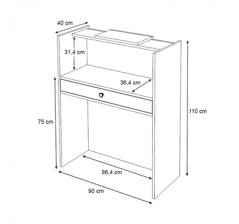 Γραφείο υποδοχής - reception Mezzo Megapap χρώμα λευκό - φυσικό οξιάς 90x40x110εκ.