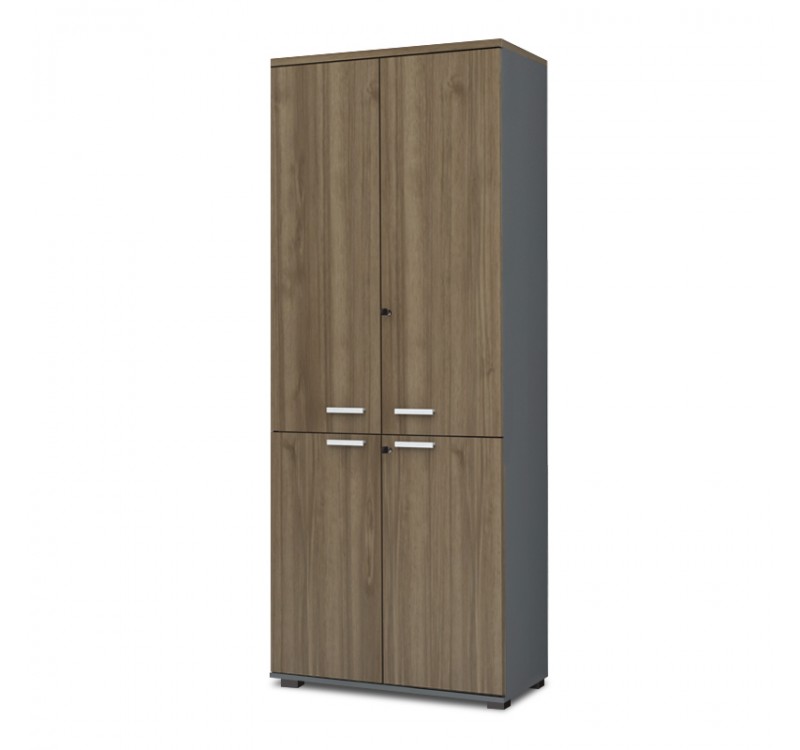 Ντουλάπα γραφείου με κλειδαριά επαγγελματική Venturo Megapap χρώμα ανθρακί - καρυδί 80x40x200εκ.