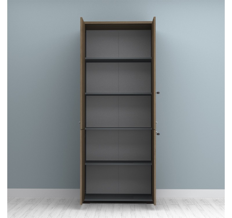 Ντουλάπα γραφείου με κλειδαριά επαγγελματική Venturo Megapap χρώμα ανθρακί - καρυδί 80x40x200εκ.