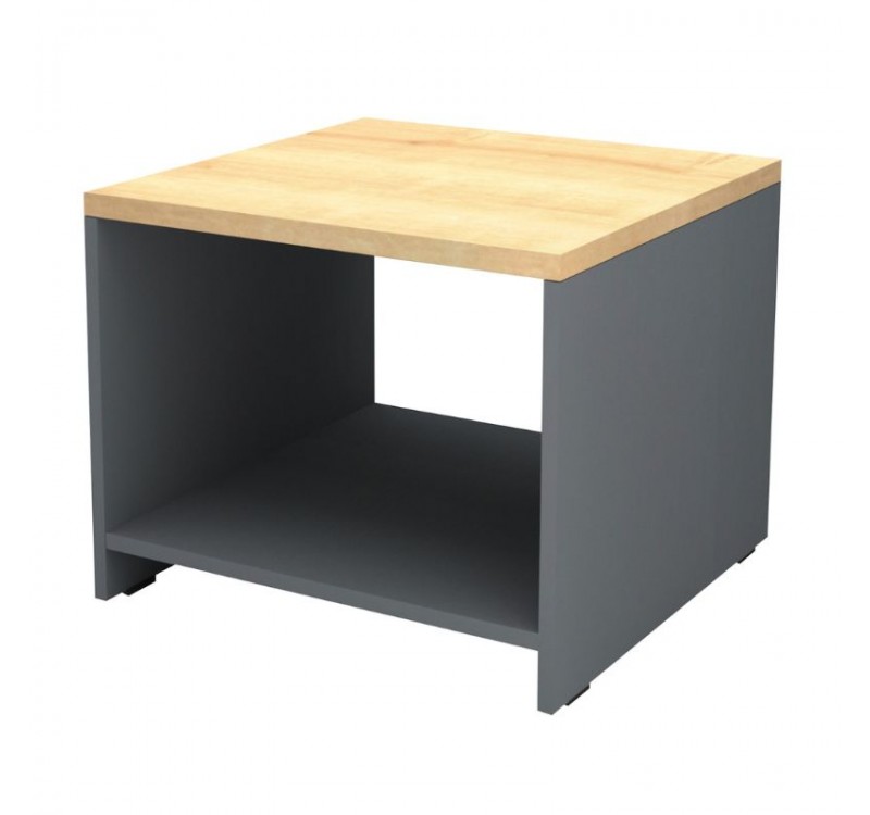 Τραπεζάκι γραφείου επαγγελματικό Venturo Megapap χρώμα ανθρακί - φυσικό οξιάς 60x60x45εκ.