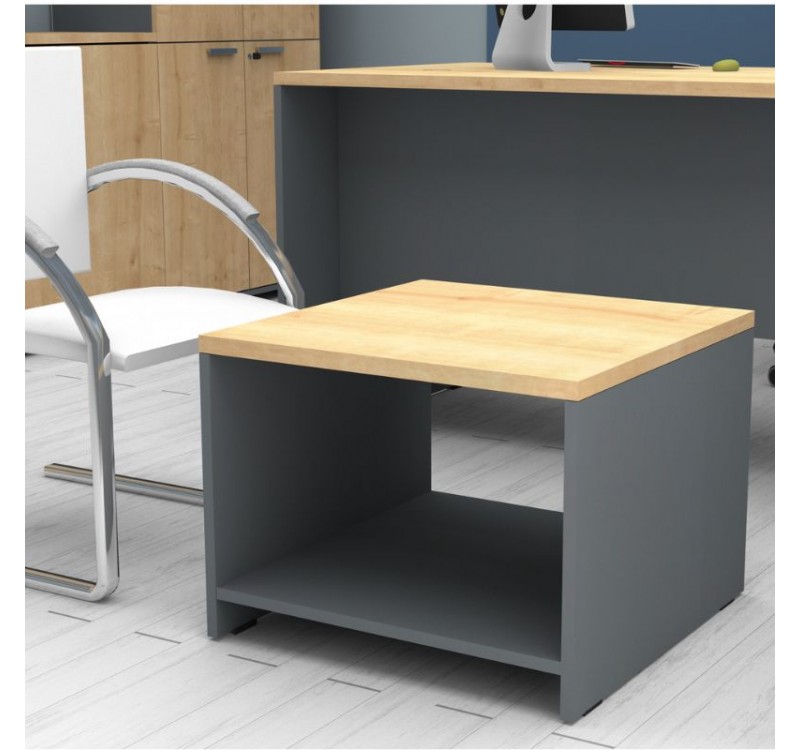 Τραπεζάκι γραφείου επαγγελματικό Venturo Megapap χρώμα ανθρακί - φυσικό οξιάς 60x60x45εκ.