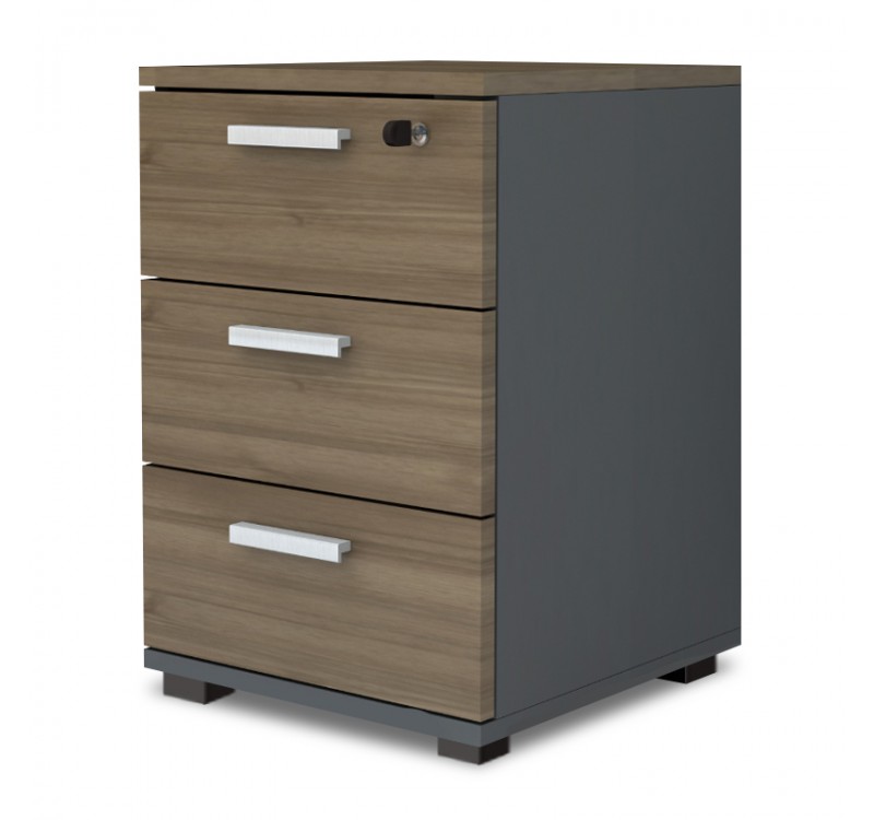 Συρταριέρα γραφείου με κλειδαριά επαγγελματική Venturo Megapap χρώμα ανθρακί - καρυδί 39x40x57εκ.