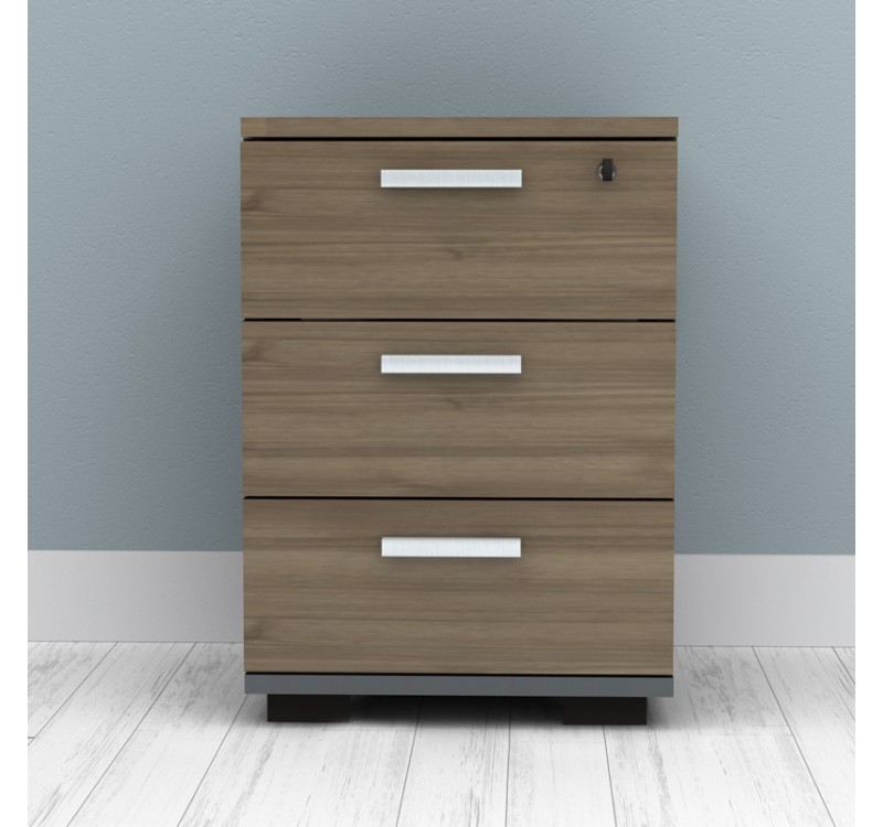 Συρταριέρα γραφείου με κλειδαριά επαγγελματική Venturo Megapap χρώμα ανθρακί - καρυδί 39x40x57εκ.