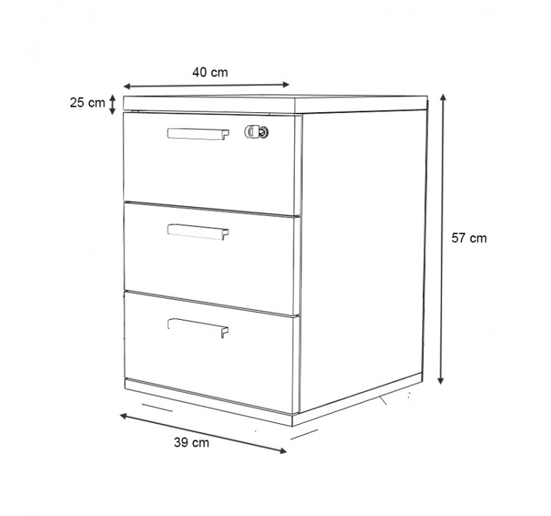 Συρταριέρα γραφείου με κλειδαριά επαγγελματική Venturo Megapap χρώμα ανθρακί - καρυδί 39x40x57εκ.