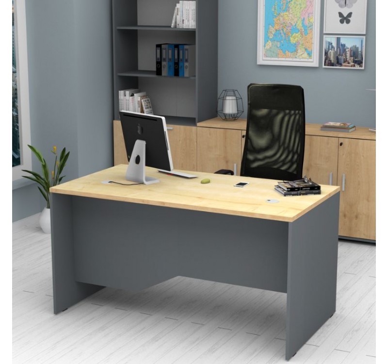 Γραφείο επαγγελματικό Venturo Megapap χρώμα ανθρακί - φυσικό οξιάς 150x80x75εκ.