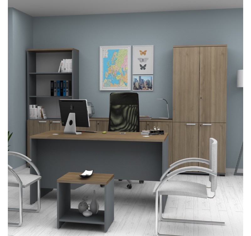 Γραφείο επαγγελματικό Venturo Megapap χρώμα ανθρακί - καρυδί 150x80x75εκ.