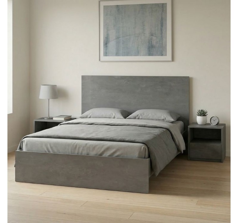 Κρεβάτι Troy Megapap χρώμα γκρι σκυροδέματος 140x190εκ.