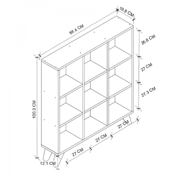 Βιβλιοθήκη Dokia Megapap χρώμα λευκό 88,4x19,8x100,3εκ.