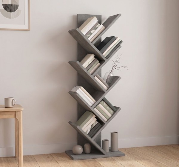 Βιβλιοθήκη Maxy Megapap χρώμα γκρι σκυροδέματος 45x26,4x120εκ.