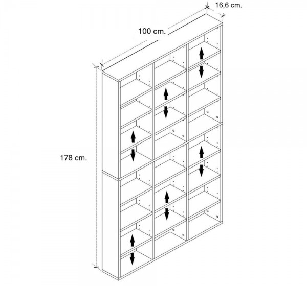 Βιβλιοθήκη Diamond Megapap χρώμα λευκό 100x16,6x178εκ.